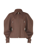 A product shot of the ISSEY MIYAKE PRONOUNCED BODY clothing in dark brown (45).