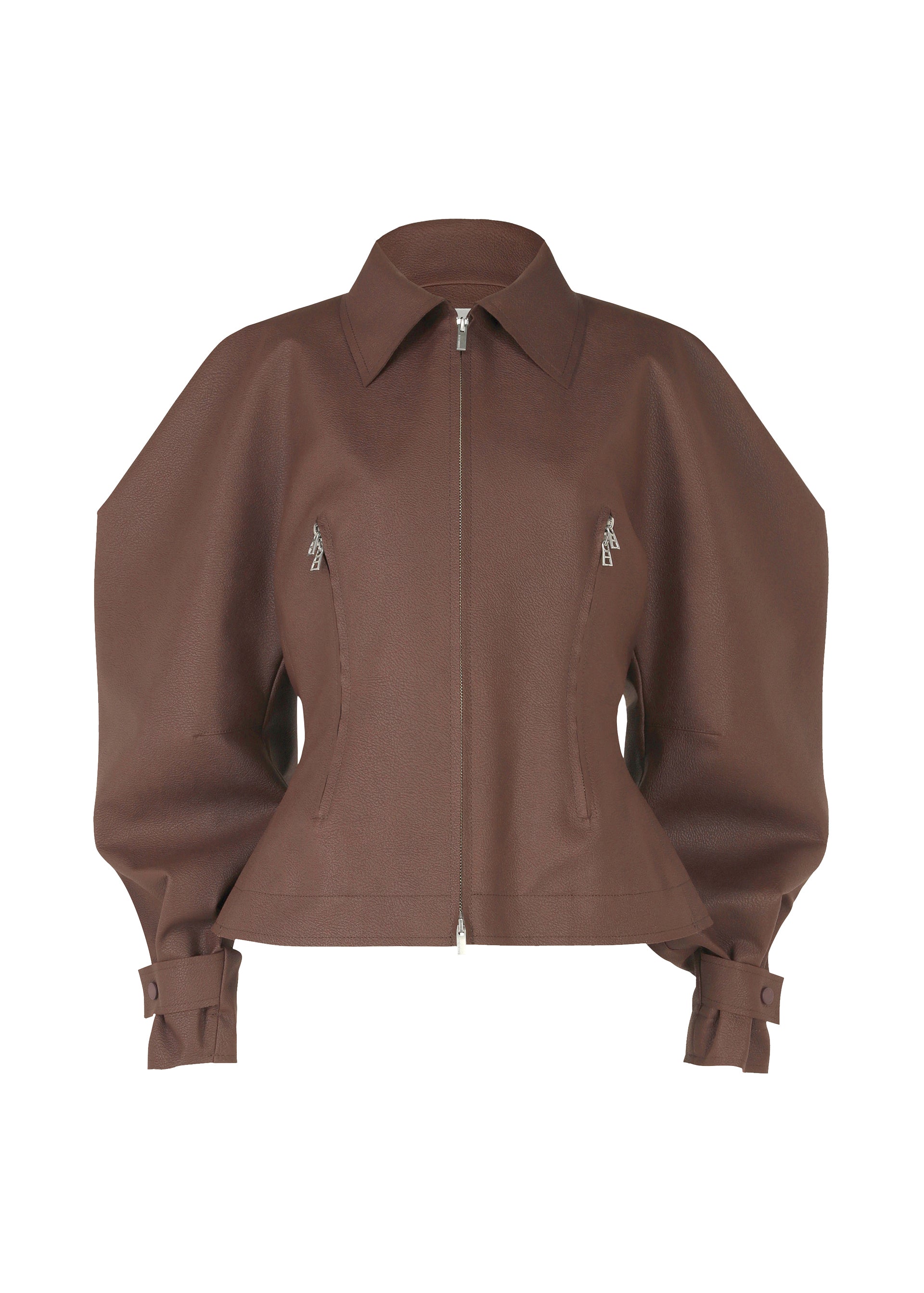 A product shot of the ISSEY MIYAKE PRONOUNCED BODY clothing in dark brown (45).