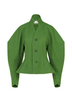 A product shot of the ISSEY MIYAKE ARMS clothing in dark green (63).