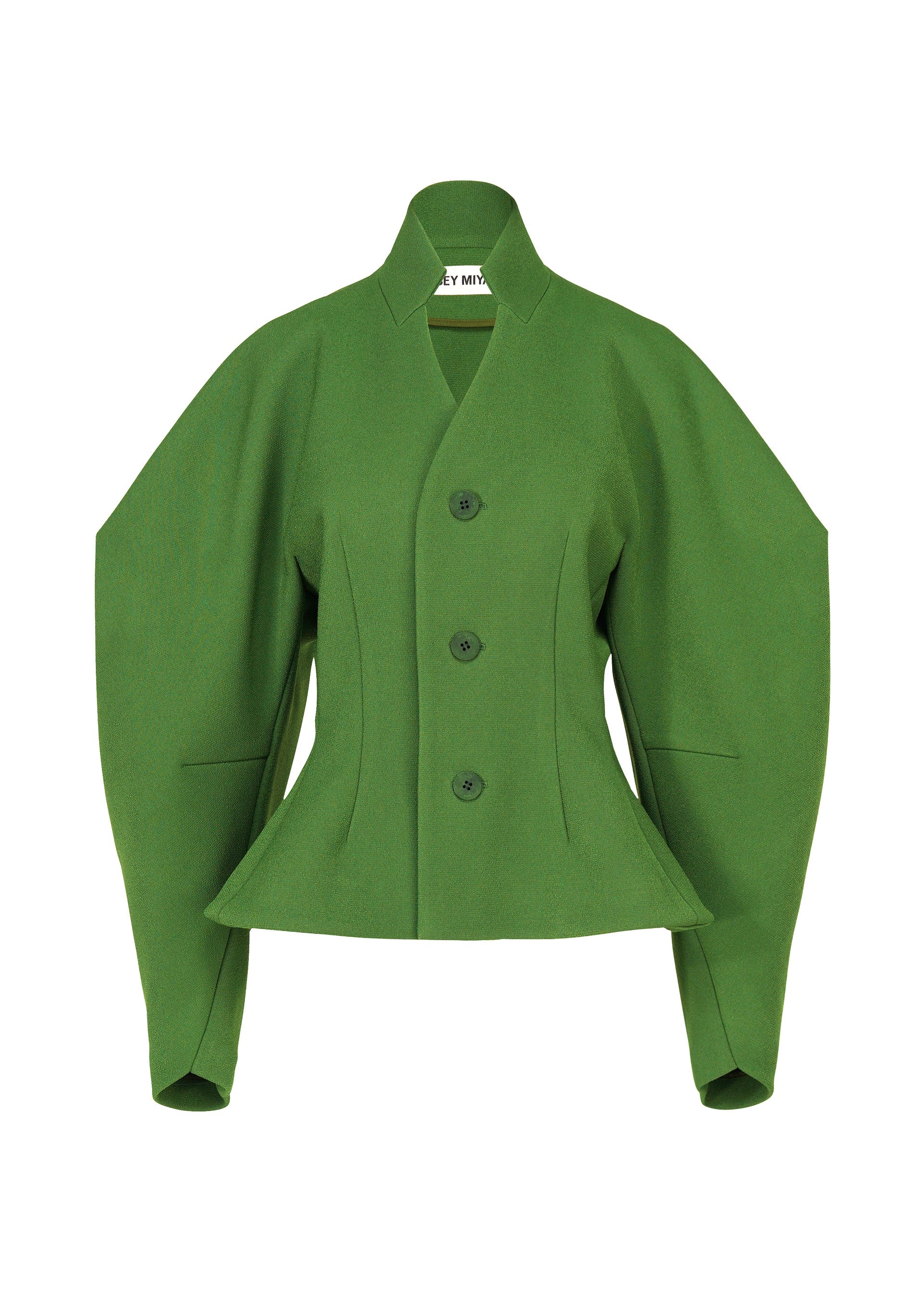 A product shot of the ISSEY MIYAKE ARMS clothing in dark green (63).