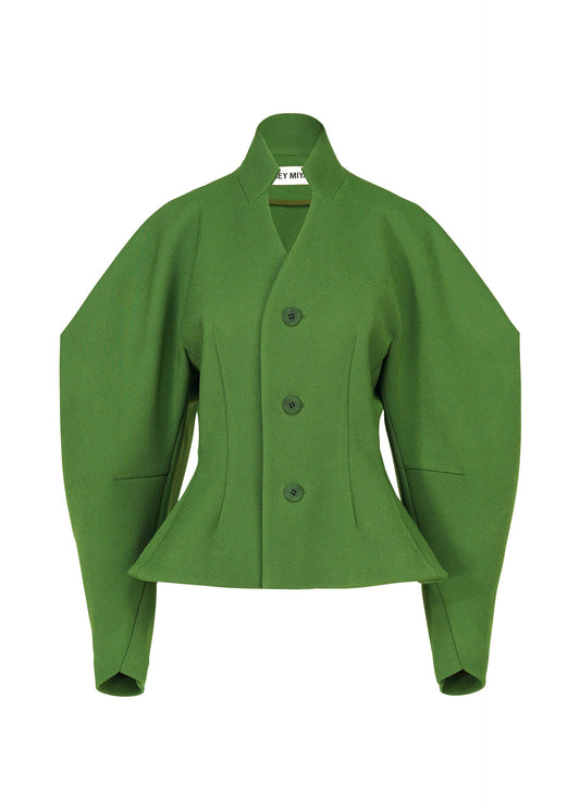 A product shot of the ISSEY MIYAKE ARMS clothing in dark green (63).