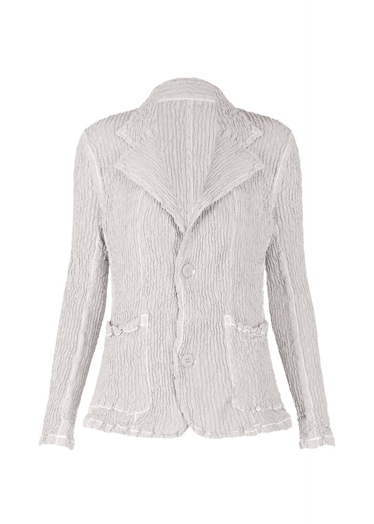 A product shot of the ISSEY MIYAKE WAVELET ENSEMBLE jacket in light grey (11).