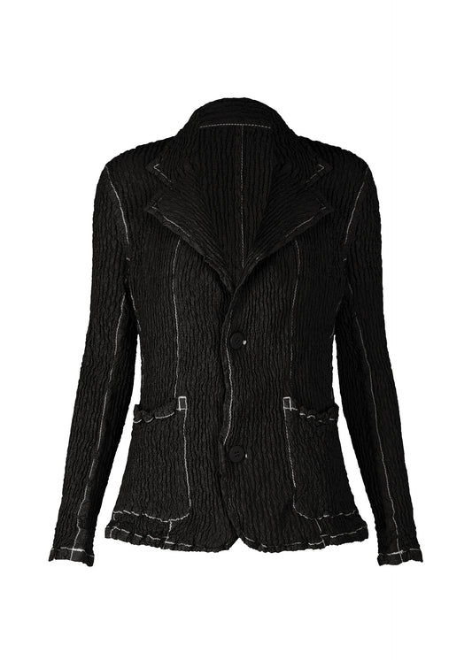 A product shot of the ISSEY MIYAKE WAVELET ENSEMBLE jacket in black (15).