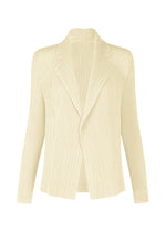 A product shot of the ISSEY MIYAKE HATCHING PLEATS jacket in off-white (02).