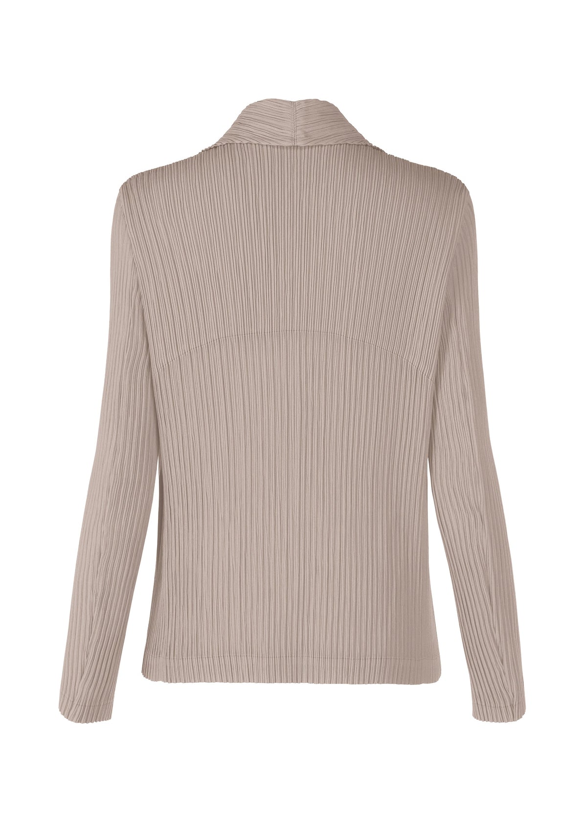 A detail shot of the ISSEY MIYAKE HATCHING PLEATS jacket.