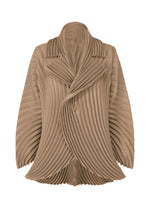 A product shot of the ISSEY MIYAKE CIRCLE PLEATS PB jacket in greige (10).