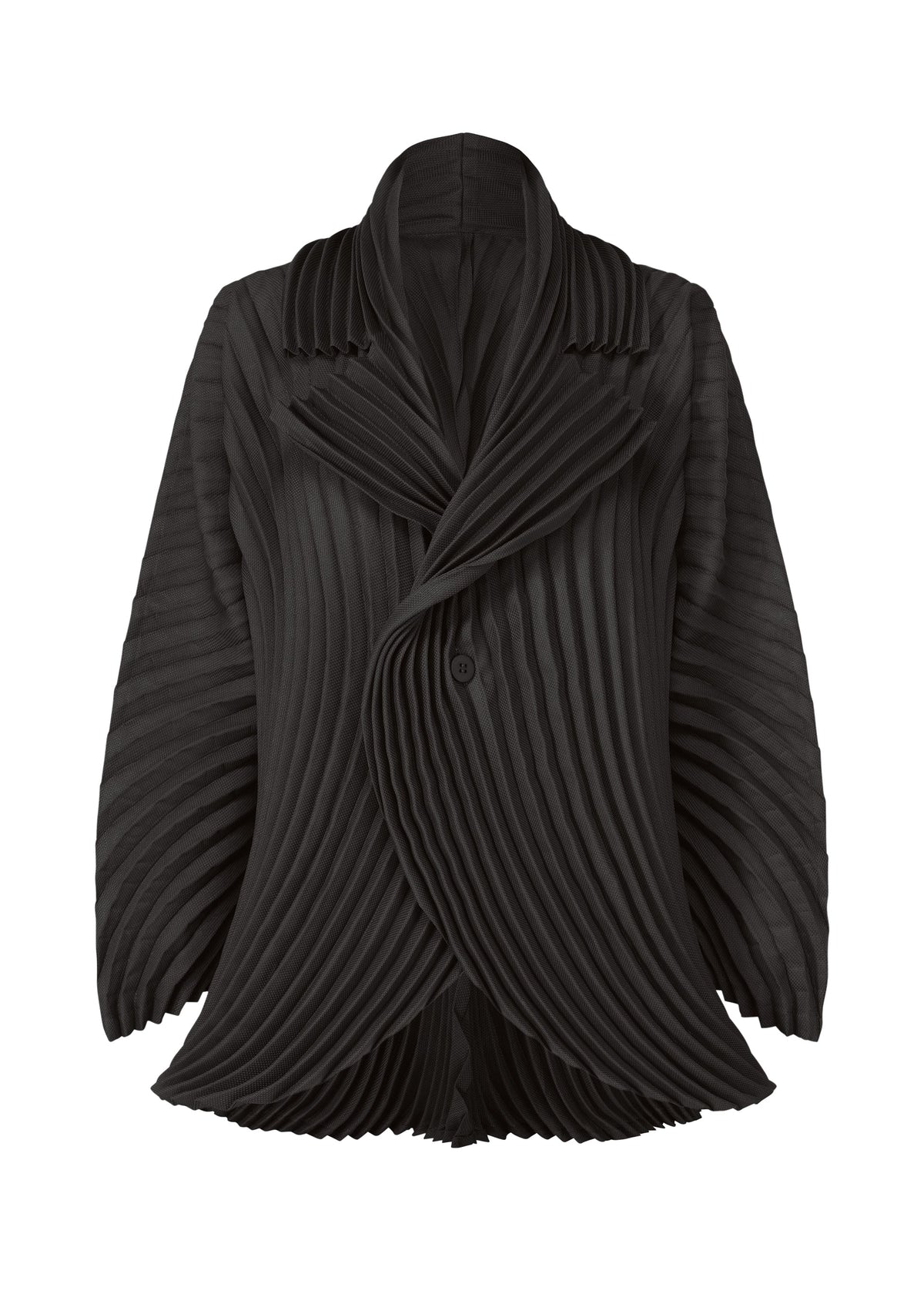 A product shot of the ISSEY MIYAKE CIRCLE PLEATS PB jacket in black (15).