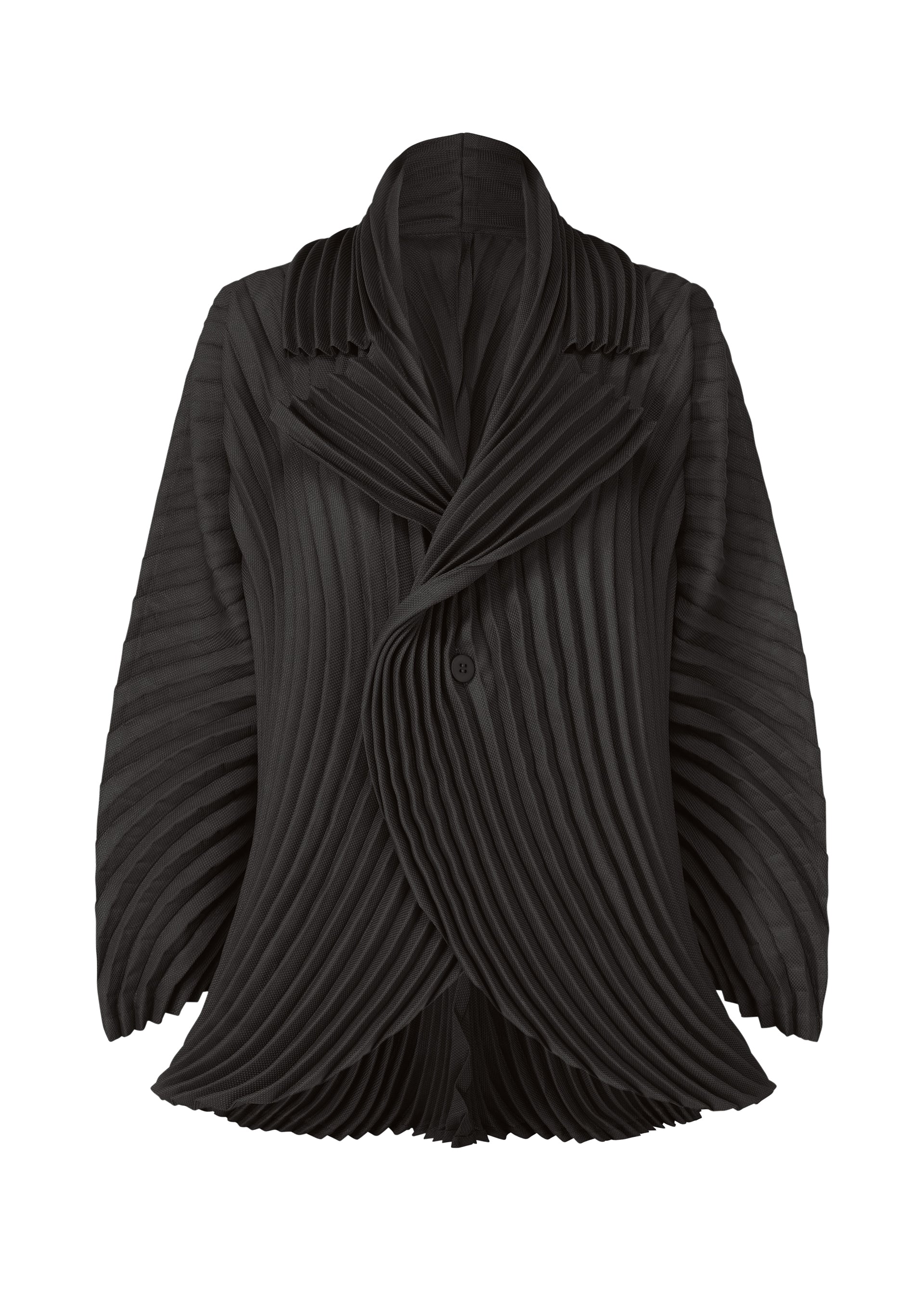 A product shot of the ISSEY MIYAKE CIRCLE PLEATS PB jacket in black (15).