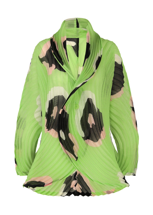 A product shot of the ISSEY MIYAKE VERVE jacket in green-hued (66).