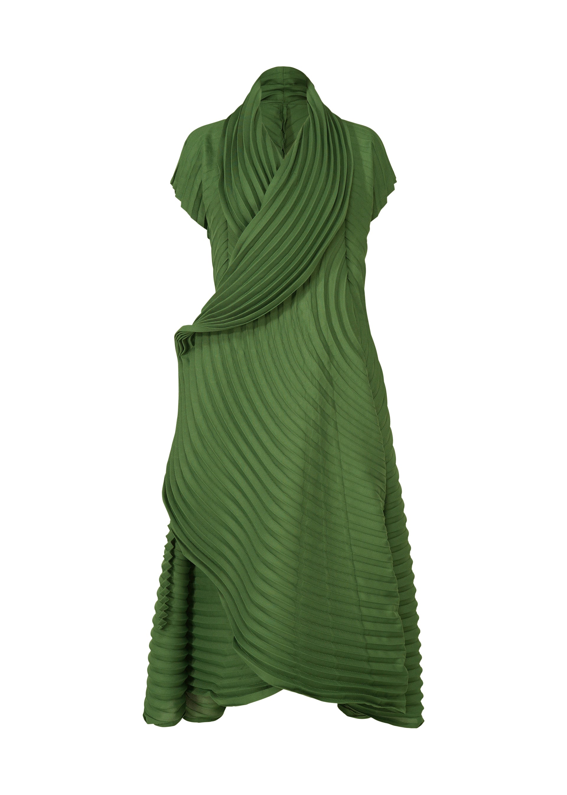 A product shot of the ISSEY MIYAKE CIRCLE PLEATS PB vest in dark green (63).