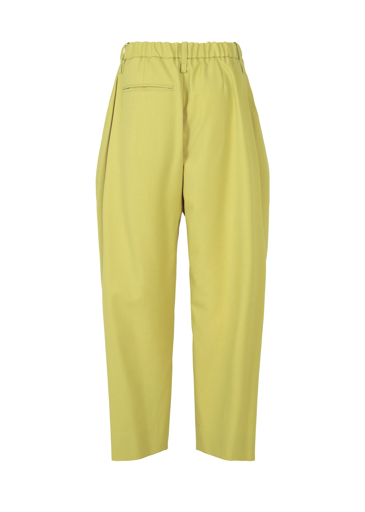 A detail shot of the ISSEY MIYAKE BELTED WOOL PANTS trousers.