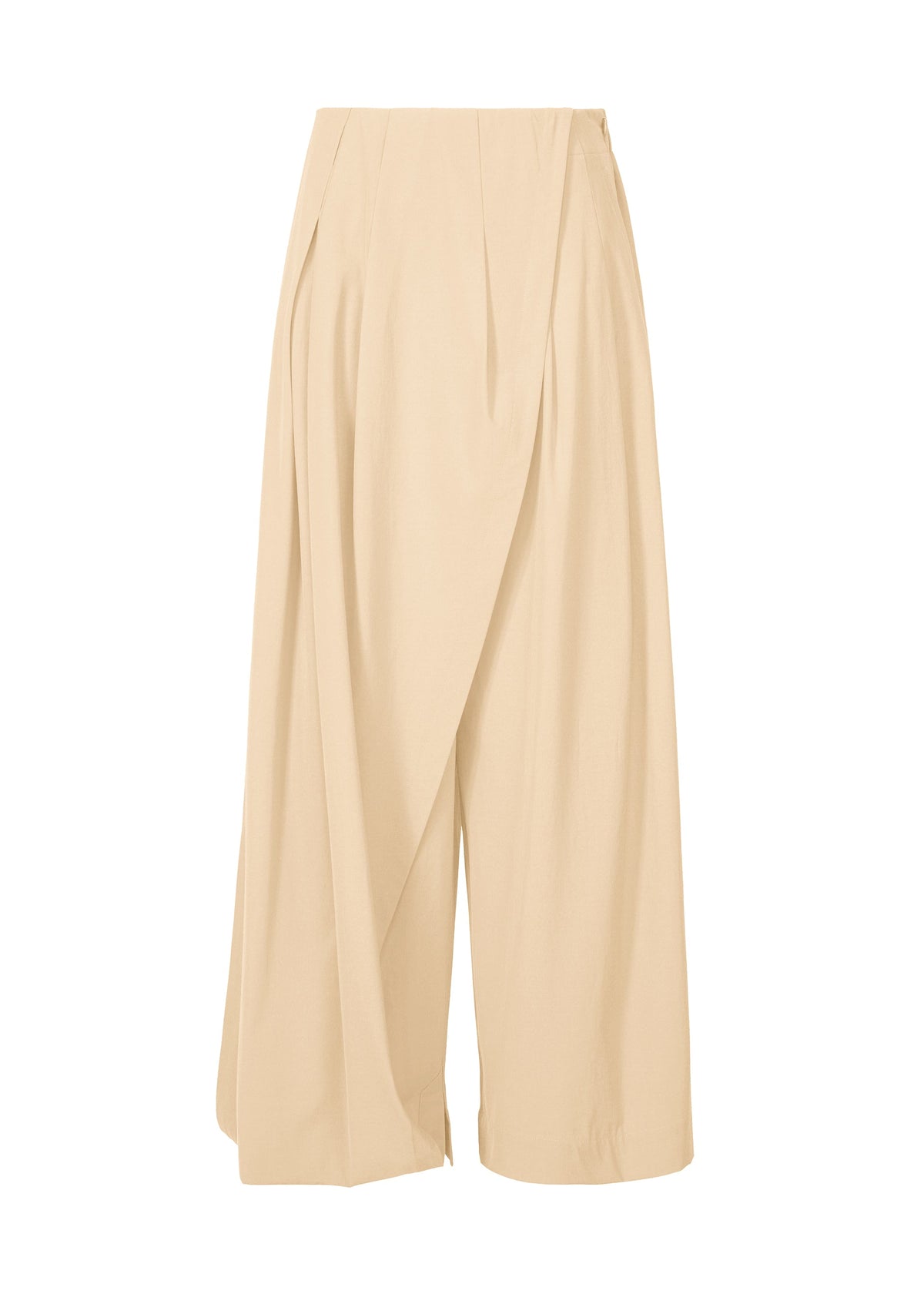 A product shot of the ISSEY MIYAKE LOOPED trousers in egg beige (49).