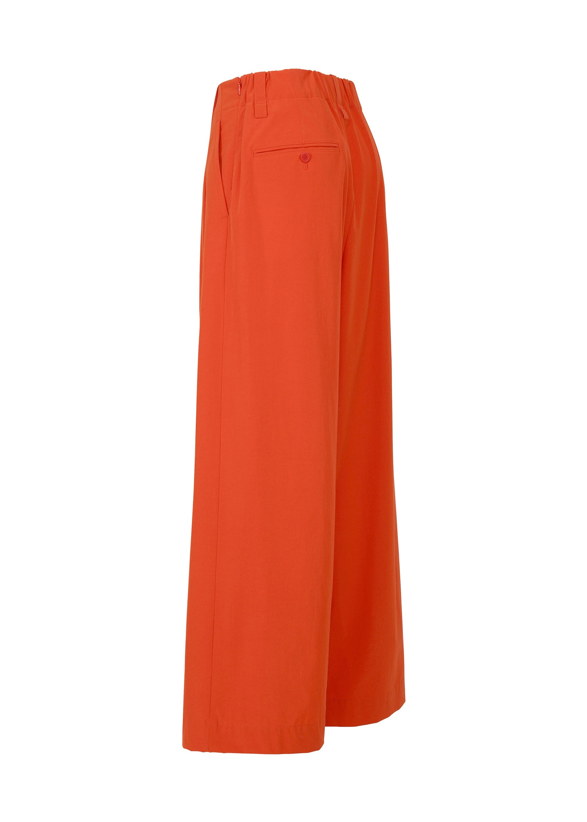 A detail shot of the ISSEY MIYAKE LOOPED trousers.