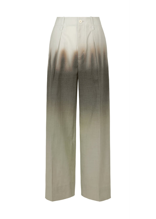 A product shot of the ISSEY MIYAKE PLUMAGE trousers in chukar.