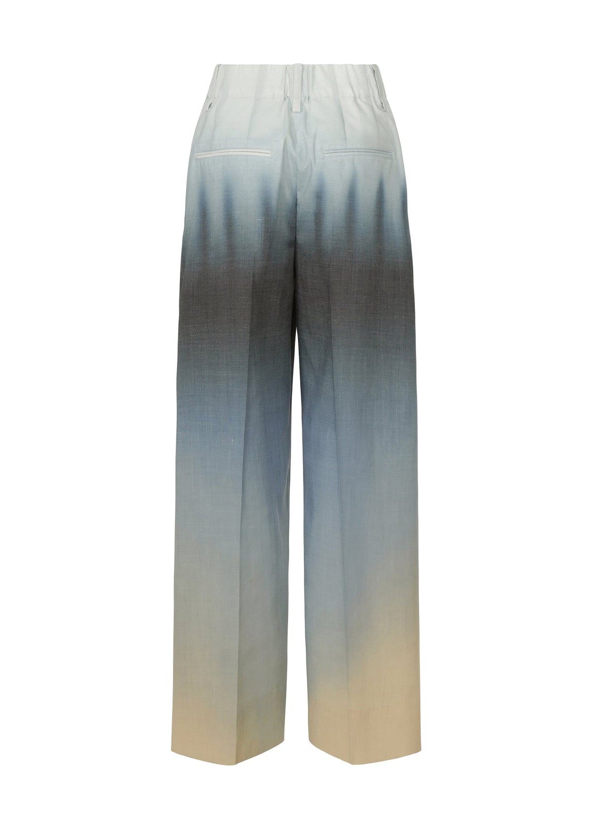 A detail shot of the ISSEY MIYAKE PLUMAGE trousers.