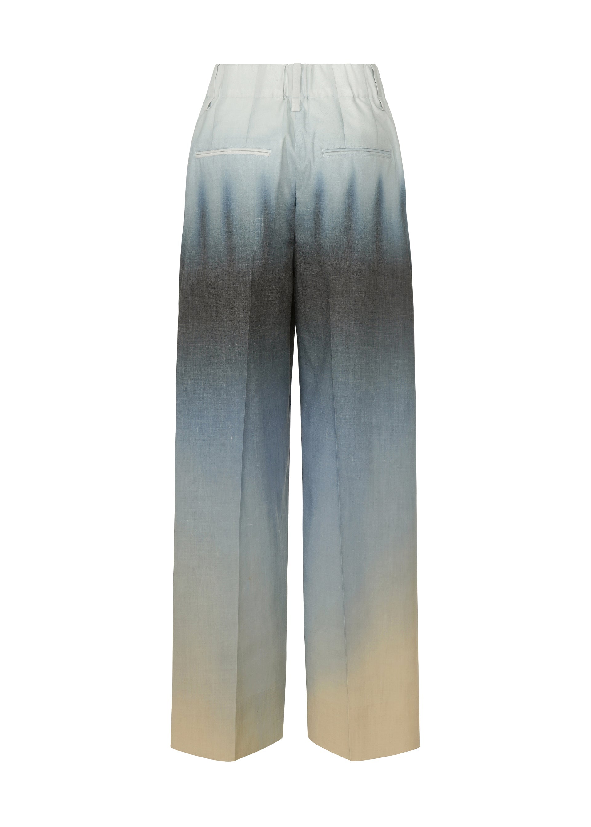 A detail shot of the ISSEY MIYAKE PLUMAGE trousers.