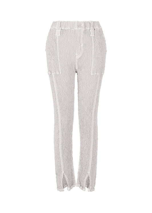 A product shot of the ISSEY MIYAKE WAVELET ENSEMBLE trousers in light grey (11).
