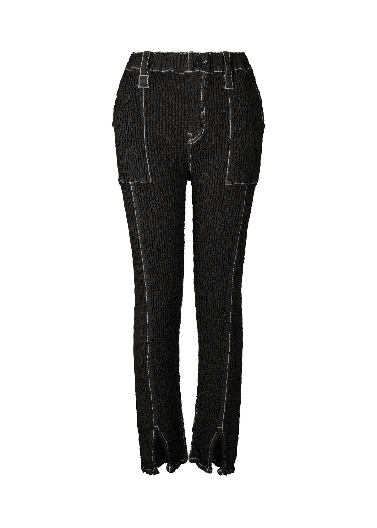 A product shot of the ISSEY MIYAKE WAVELET ENSEMBLE trousers in black (15).