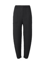 A product shot of the ISSEY MIYAKE SLEEK PLEATS trousers in black.