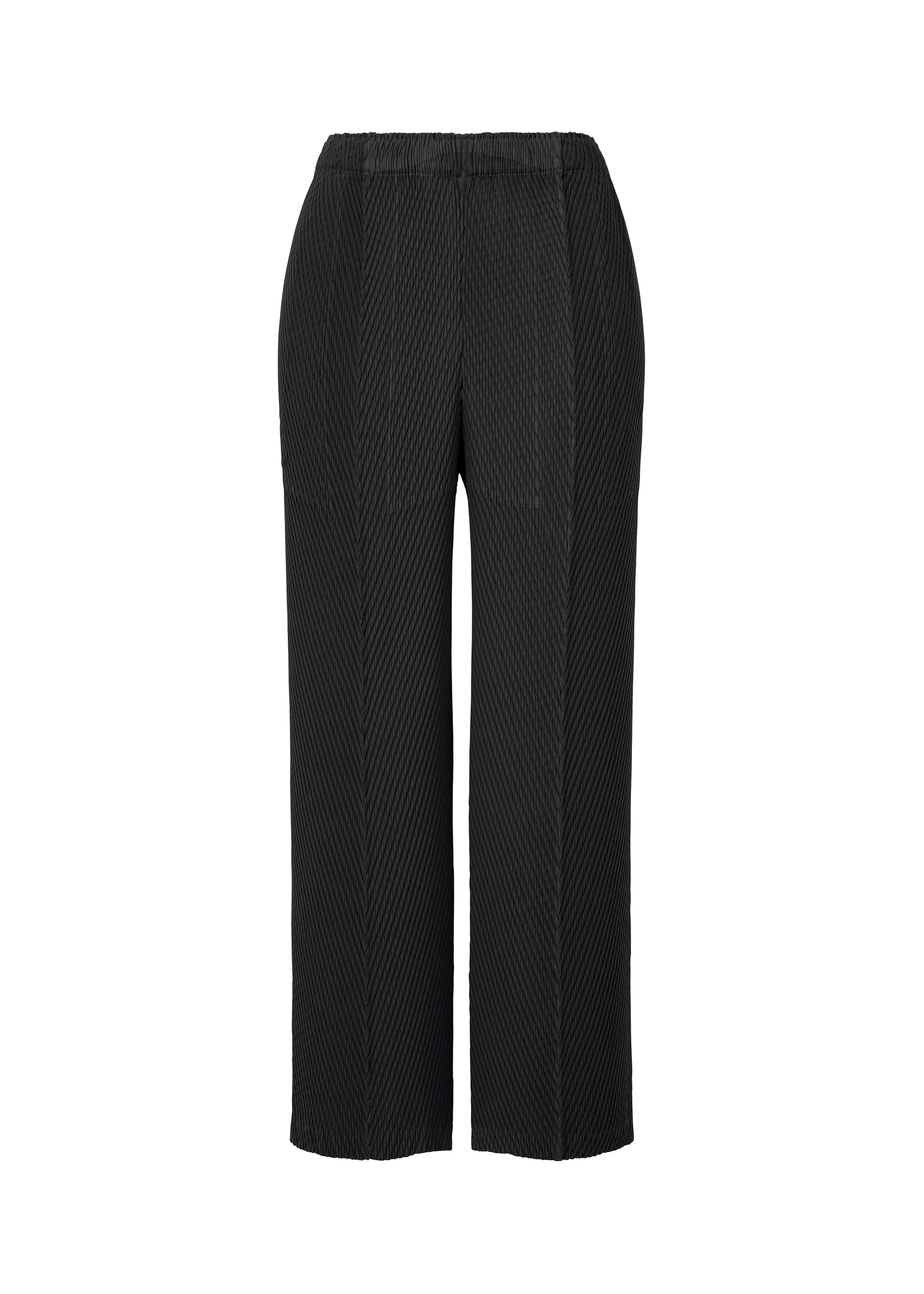 A product shot of the ISSEY MIYAKE RHOMBUS PLEATS trousers in black (15).
