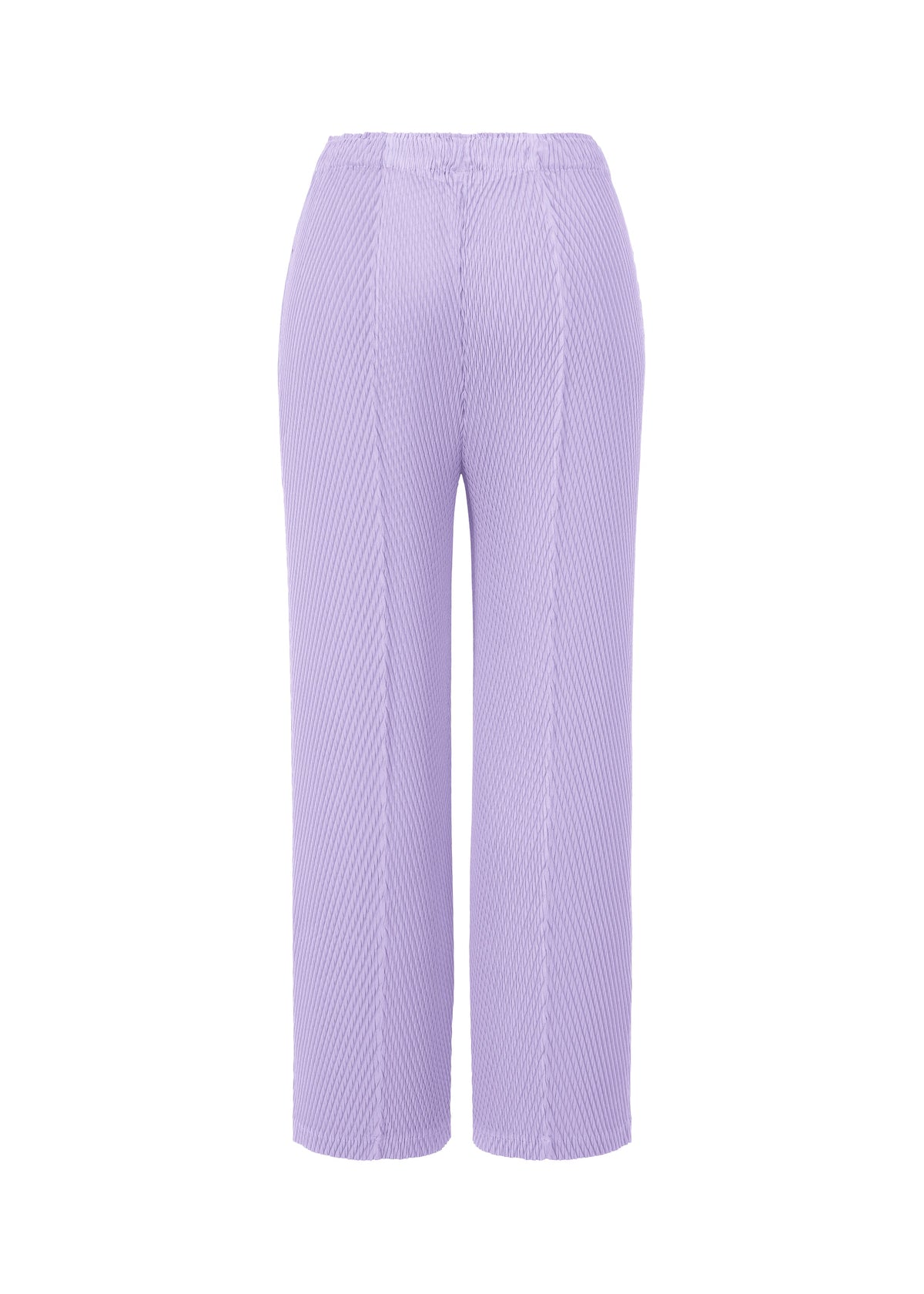 A detail shot of the ISSEY MIYAKE RHOMBUS PLEATS trousers.