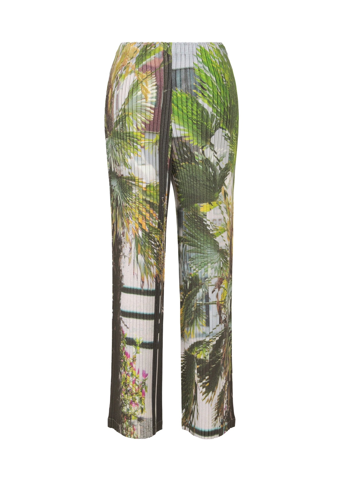A detail shot of the ISSEY MIYAKE URBAN JUNGLE PLEATS trousers.