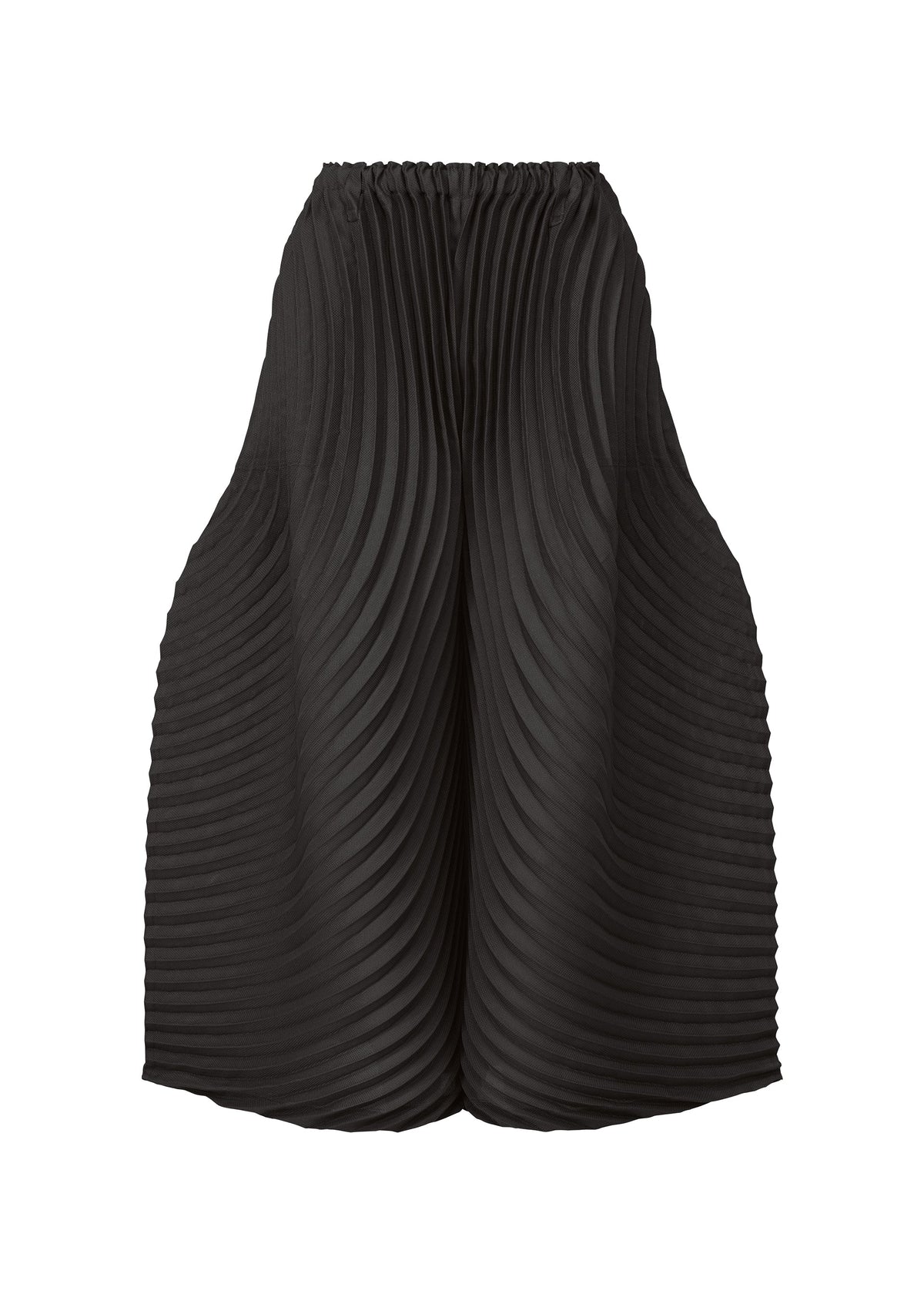 A product shot of the ISSEY MIYAKE CIRCLE PLEATS PB trousers in black (15).