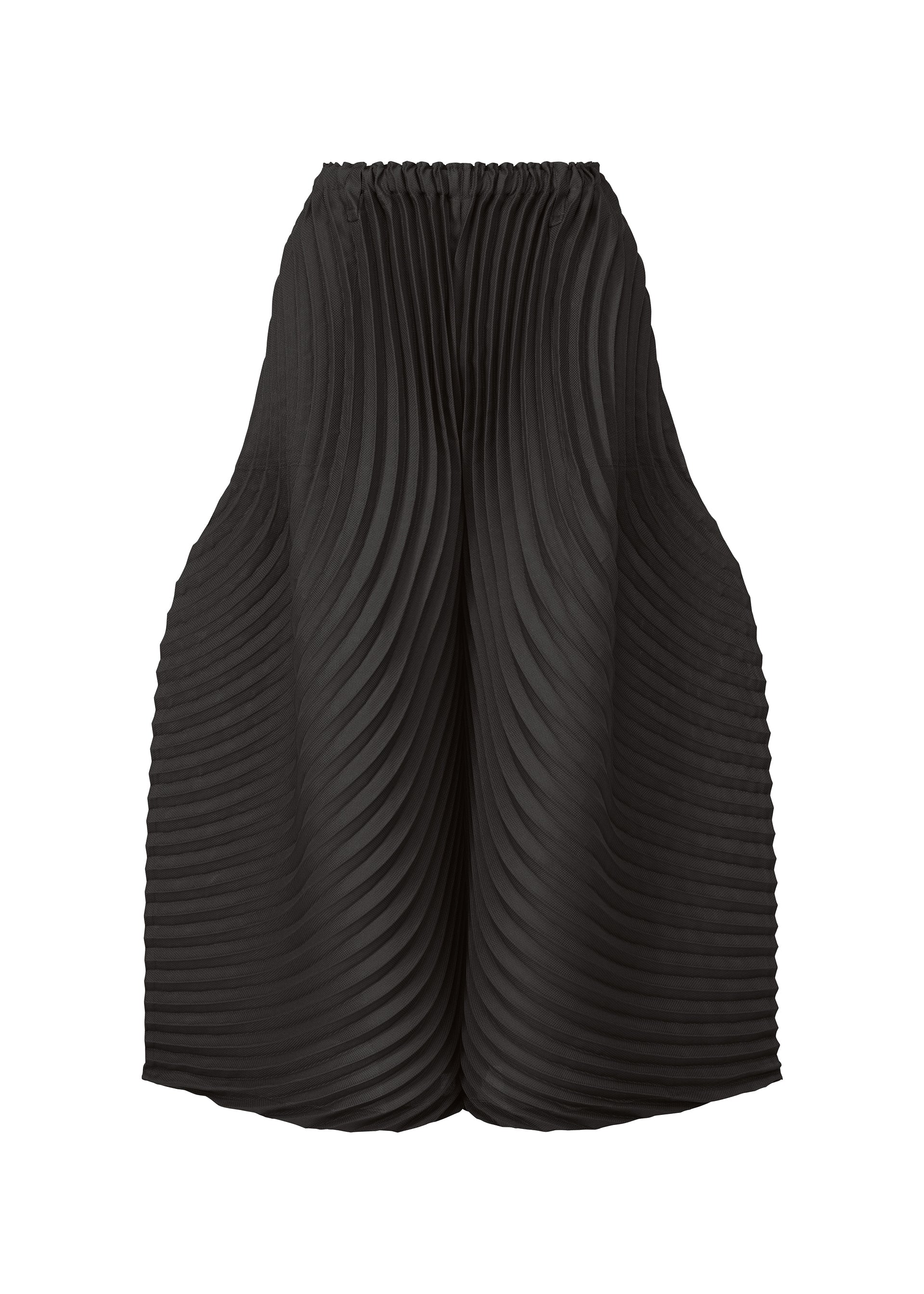 A product shot of the ISSEY MIYAKE CIRCLE PLEATS PB trousers in black (15).