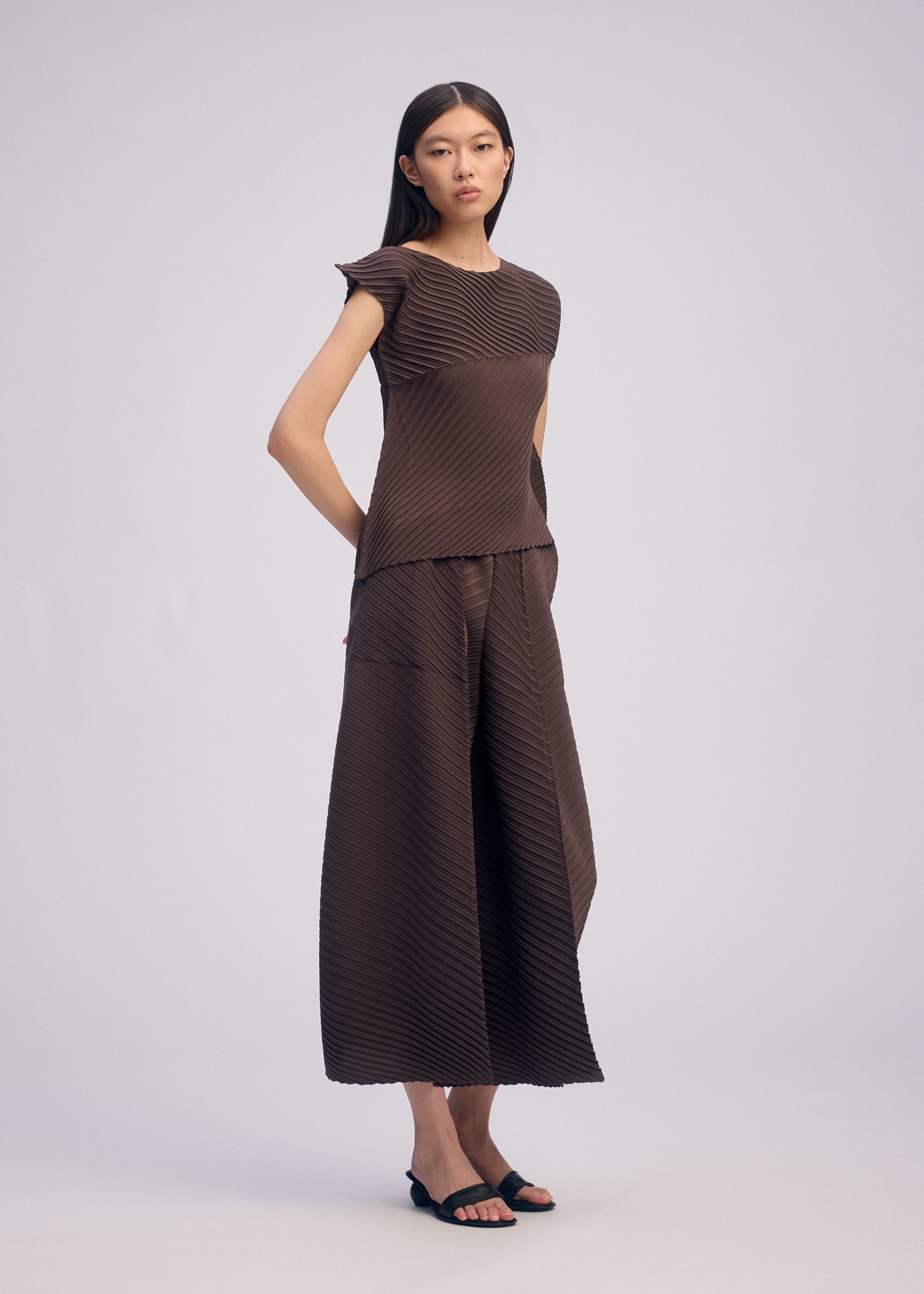 PLASTER PLEATS SOLID Trousers Dark Brown