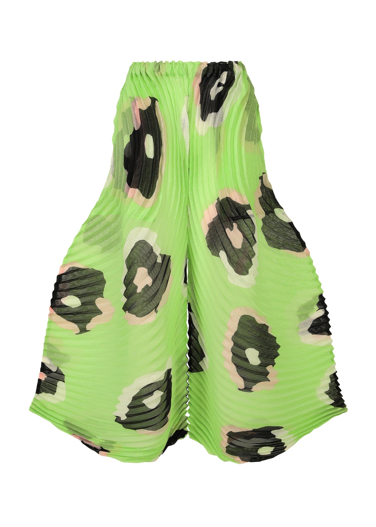 A product shot of the ISSEY MIYAKE VERVE trousers in green-hued (66).