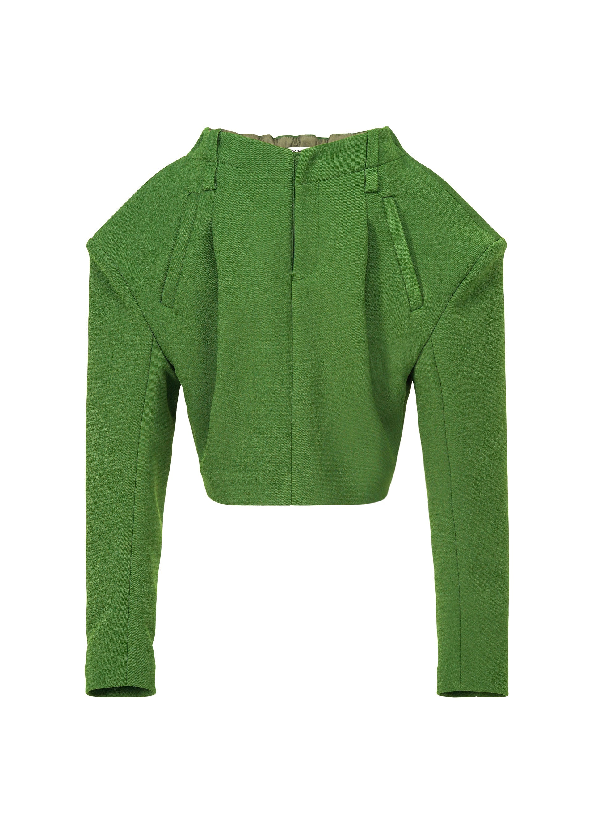 A product shot of the ISSEY MIYAKE ARMS clothing in dark green (63).