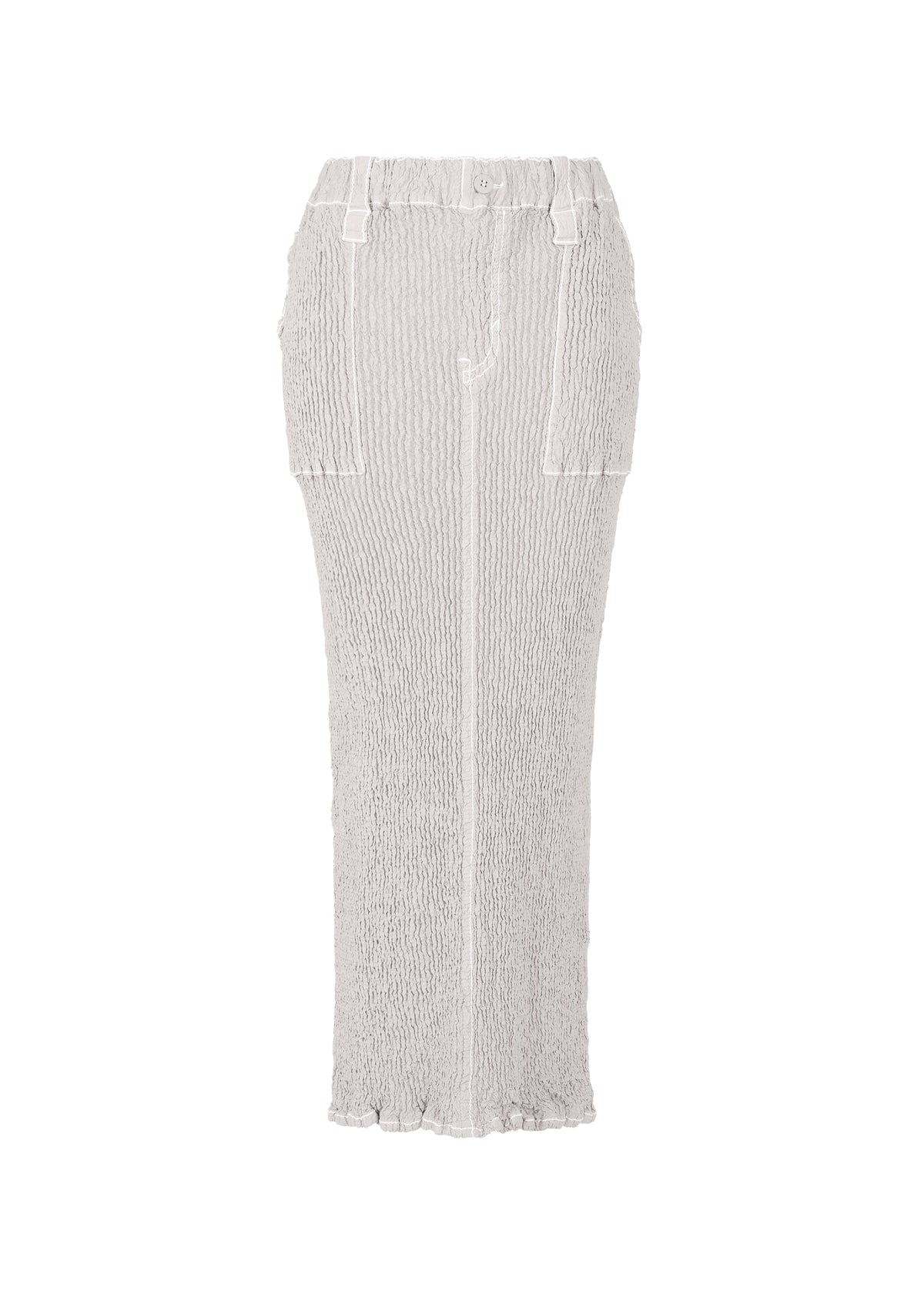 A product shot of the ISSEY MIYAKE WAVELET ENSEMBLE skirt in light grey (11).