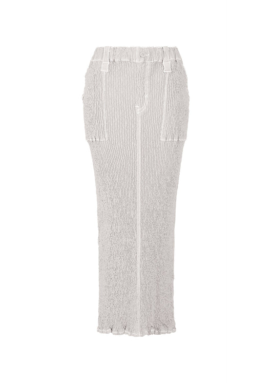 A product shot of the ISSEY MIYAKE WAVELET ENSEMBLE skirt in light grey (11).