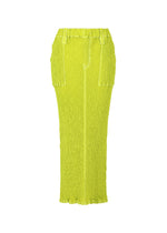 A product shot of the ISSEY MIYAKE WAVELET ENSEMBLE skirt in parakeet green (64).