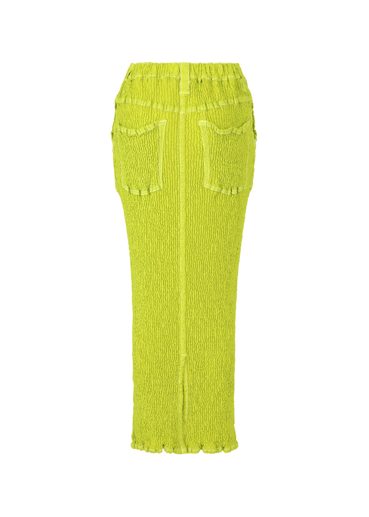 A detail shot of the ISSEY MIYAKE WAVELET ENSEMBLE skirt.
