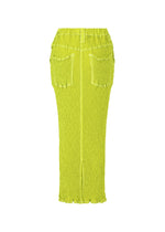 A detail shot of the ISSEY MIYAKE WAVELET ENSEMBLE skirt.
