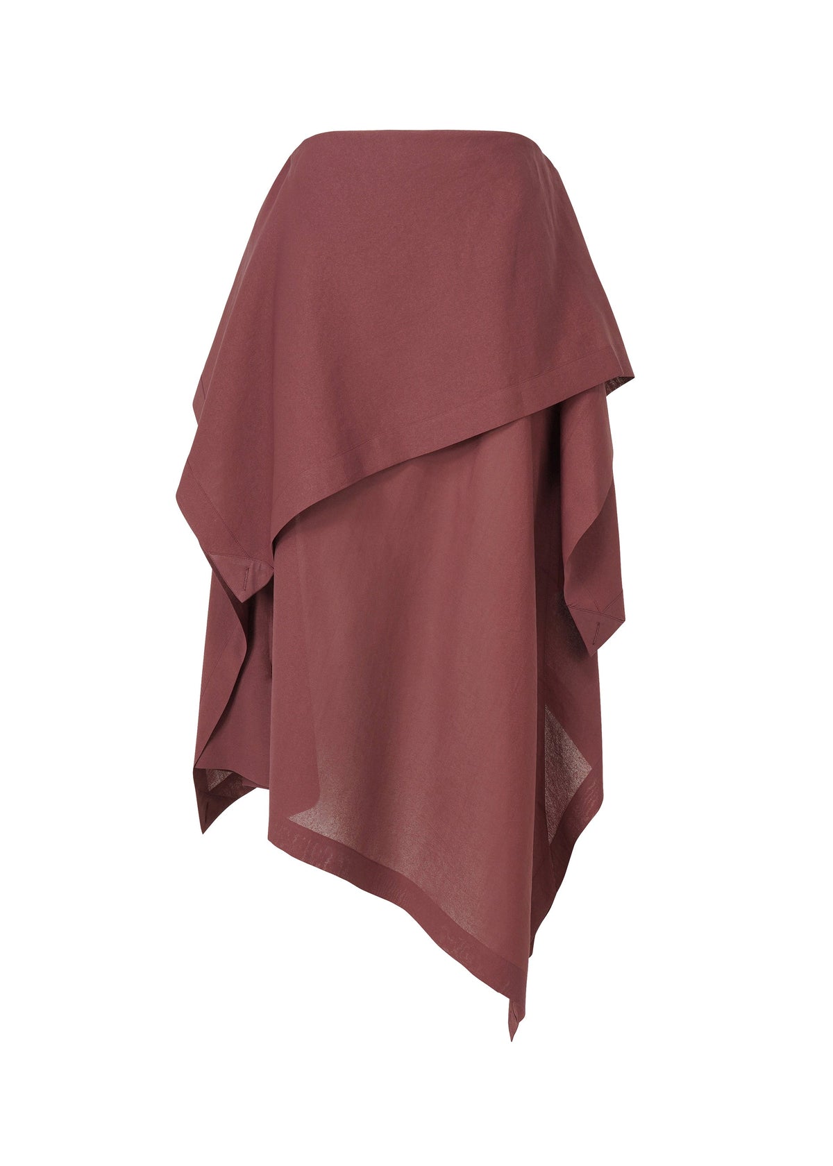 A product shot of the ISSEY MIYAKE ALL SQUARES skirt in burgundy (85).