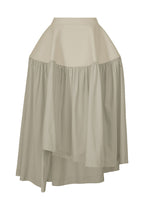 A product shot of the ISSEY MIYAKE MUTE skirt in light gray.