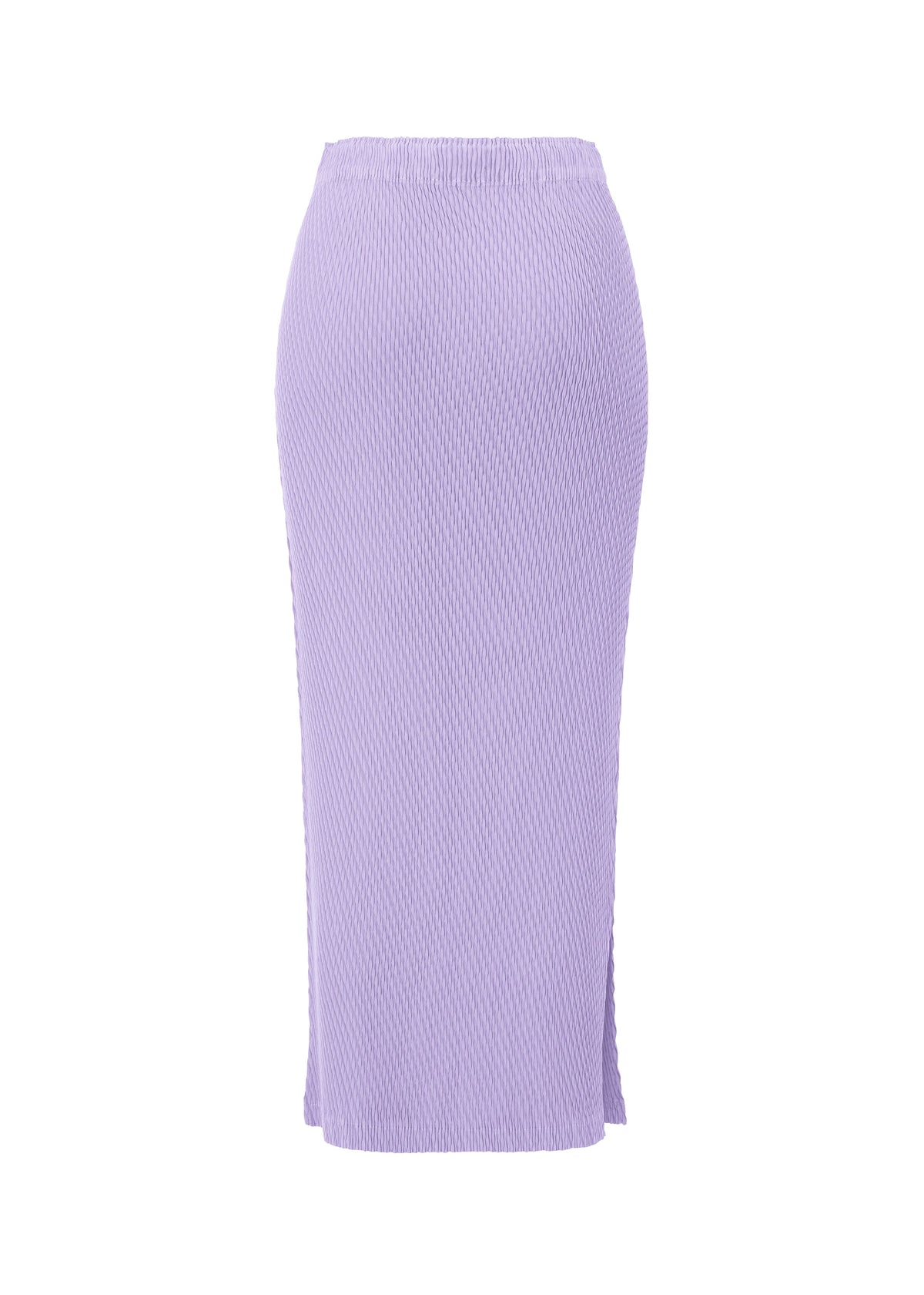 A detail shot of the ISSEY MIYAKE RHOMBUS PLEATS skirt.