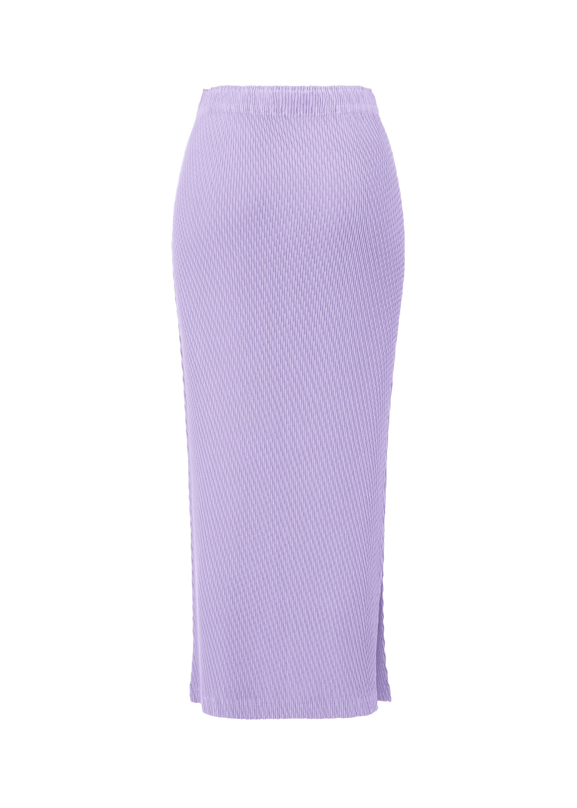 A detail shot of the ISSEY MIYAKE RHOMBUS PLEATS skirt.