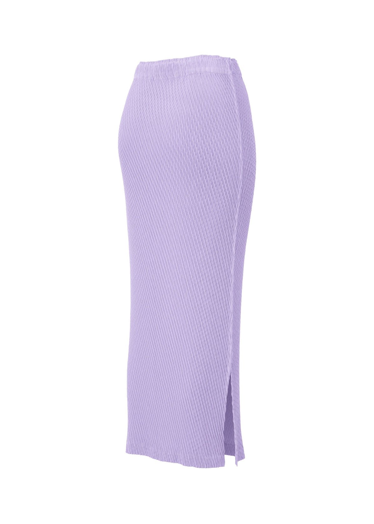 A detail shot of the ISSEY MIYAKE RHOMBUS PLEATS skirt.