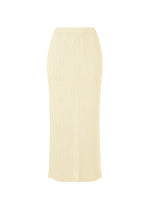 A product shot of the ISSEY MIYAKE HATCHING PLEATS skirt in off-white (02).
