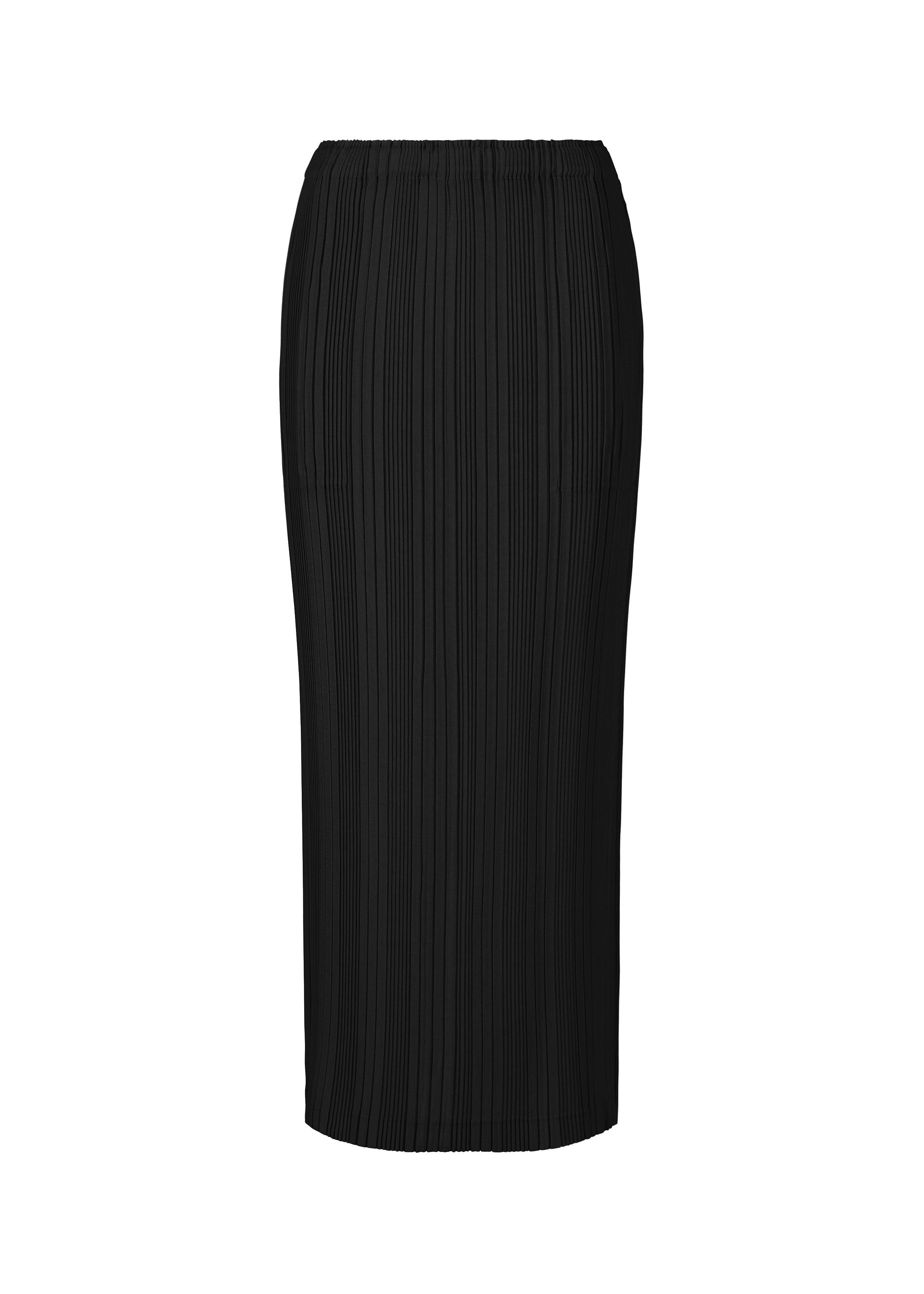 LINEN LIKE RIB PLEATS Skirt Black