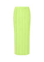 LINEN LIKE RIB PLEATS Skirt Lime Green