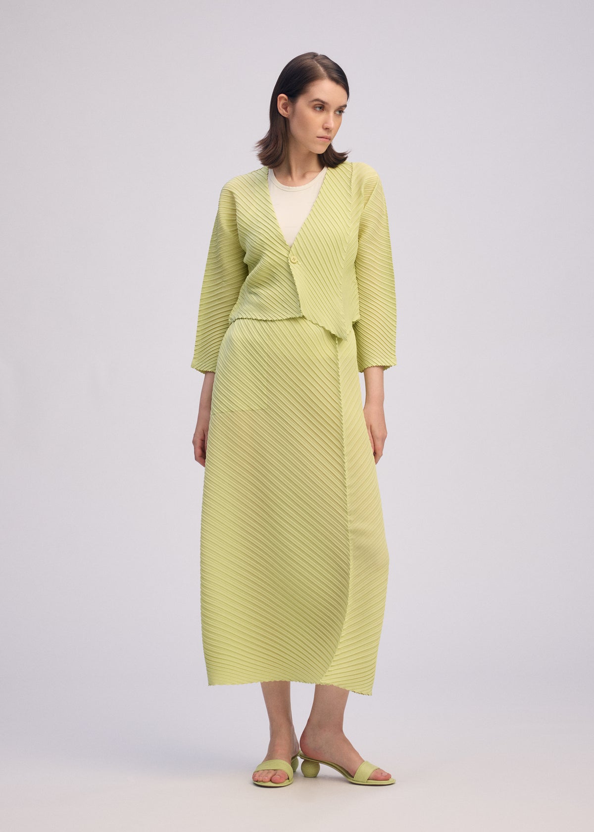 PLASTER PLEATS SOLID Skirt Light Green