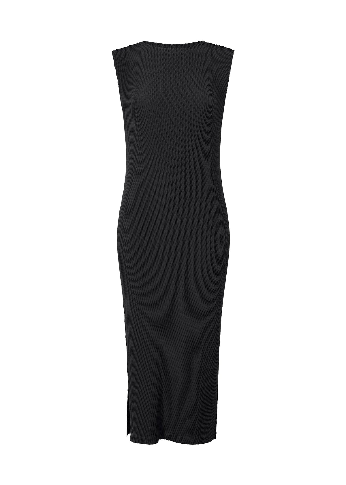 A product shot of the ISSEY MIYAKE RHOMBUS PLEATS dress in black (15).