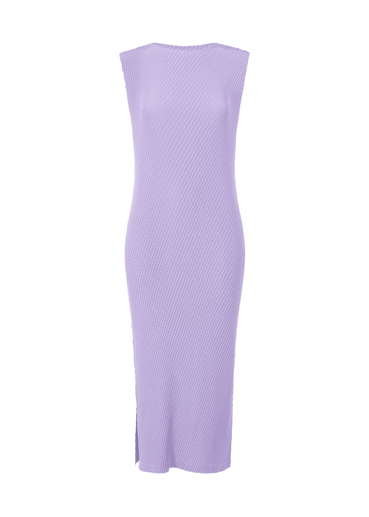 A product shot of the ISSEY MIYAKE RHOMBUS PLEATS dress in purple (81).