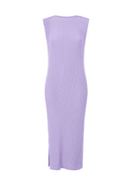 A product shot of the ISSEY MIYAKE RHOMBUS PLEATS dress in purple (81).