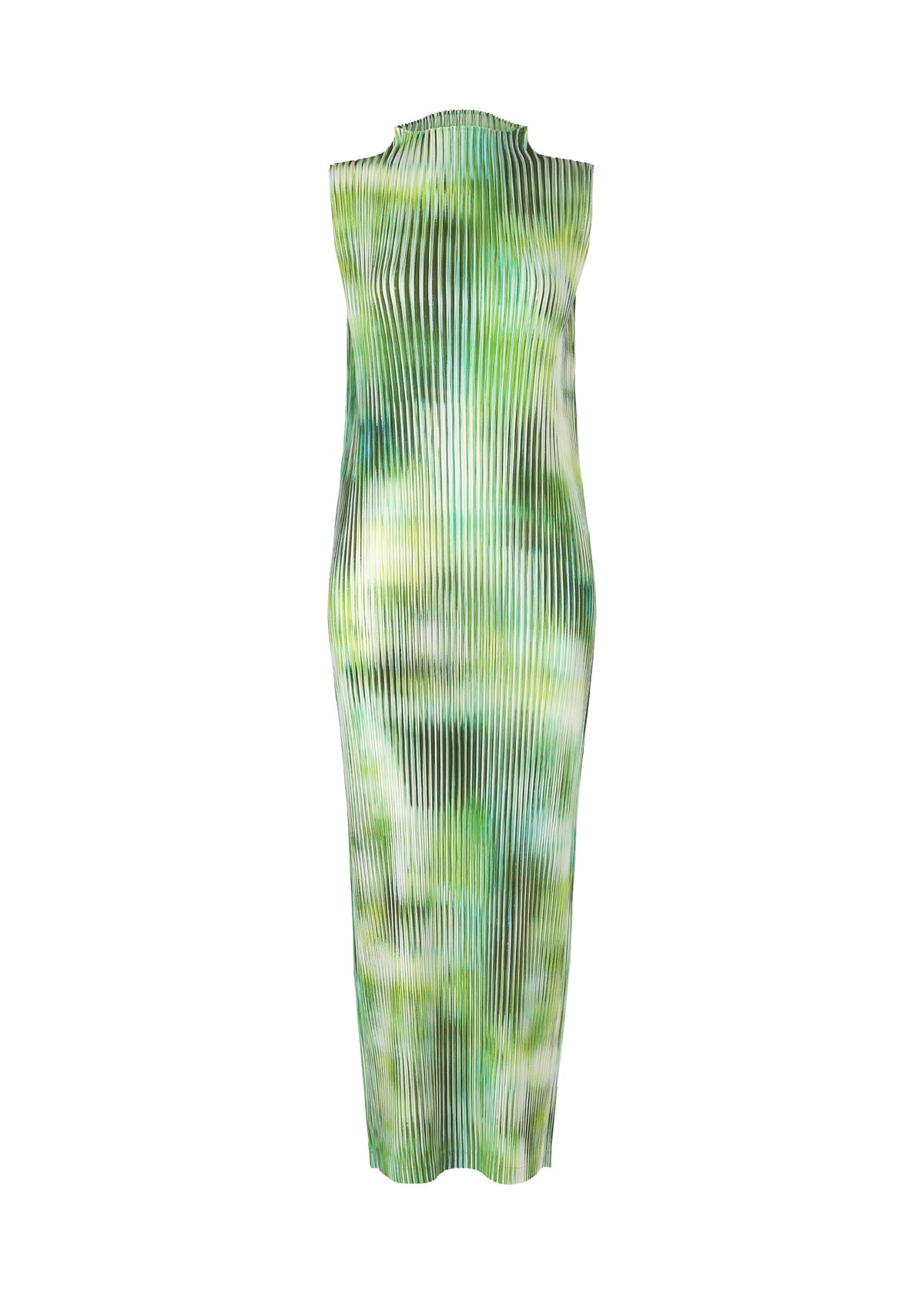 A product shot of the ISSEY MIYAKE OBSCURE PLEATS clothing in green-hued (66).