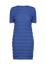 A product shot of the ISSEY MIYAKE SPRING PLEATS dress in starling blue.
